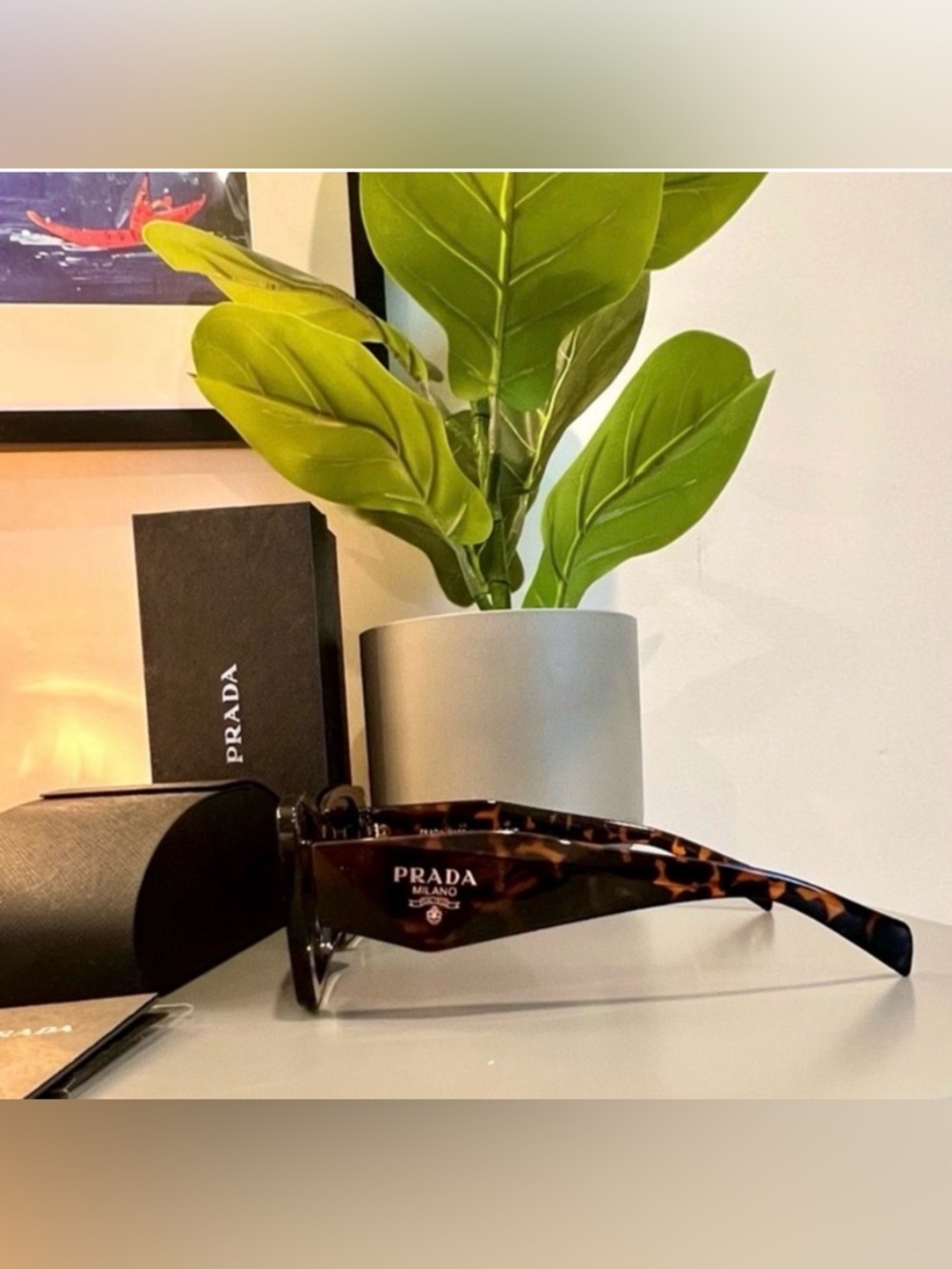 PRADA Sunglasses Honey Havana Tortoise Large Geometric Symbole Acetate PR 08YS - Picture 9 of 12